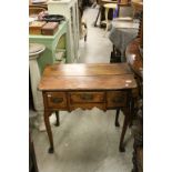 George II Lowboy with Three Drawers, Shaped Apron and raised on four cabriole legs