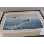 A Collection Of Three Robert Taylor Framed Prints To Include Spitfire Signed By Douglas Bader,