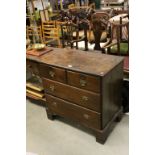 Small Georgian Oak Chest of Two Short over Two Long Drawers on bracket feet