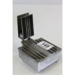 Art Deco White Metal Combination Matchbox Holder and Ashtray Box