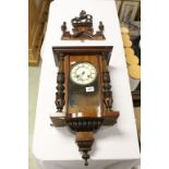 Vintage Wooden cased wall Clock with Pendulum & key