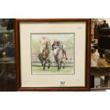 Original Watercolour of Polo Players signed by Local Artist Hannah Smith