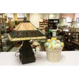 Two Table Lamps, one Tiffany Style Heavy Lamp and Glass Shade