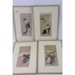 Four Oriental Signed Watercolours, framed and glazed