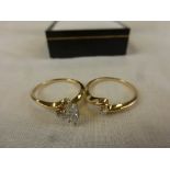 14ct Yellow Gold Marquise Set Diamond Ring and another Matching Diamond Ring