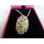 Silver and lemon citrine pendant necklace on silver chain
