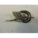 Silver and Enamel Set Art Deco Style Brooch