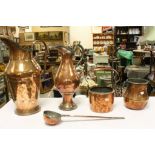 Assortment 19th century and Later Copperware to include Two Large Water Pitchers (5)