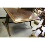 Regency Style Coffee Table with Brown Leather Inset Top and Brass Paw Feet and Castors