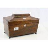 Vintage part fitted Oak Tea Caddy with bun feet