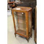 Early 20th century Walnut Glass Display Cabinet with Single Glazed Door and Two Glass Shelves