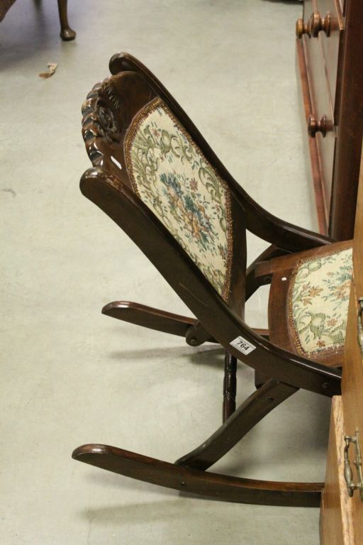 Victorian Style Folding Rocking Chair with Padded Seat and Back - Image 2 of 3
