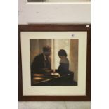 After Jack Vettriano a framed studio print romantic scene entitled prelude to a kiss