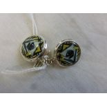 Pair of silver and enamel set Masonic image cufflinks