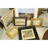 Signed W.A. Cox Mezzotint, Signed Blairgowrie Golf Picture and Ship Picture together with Two Gilt