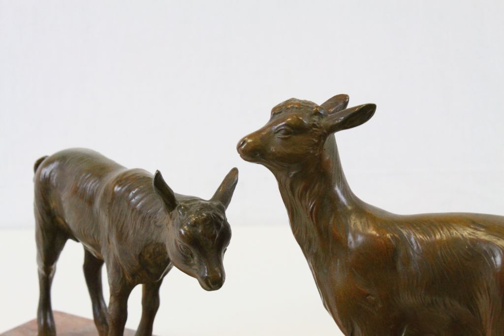 Art Deco Bronzed Goat sculpture on a Marble base - Image 2 of 4