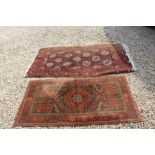 Eastern Wool Red and Blue Ground Rug, 196cms x 103cms and Belgium Mossoul Wool Rug, 160cms x 85cms