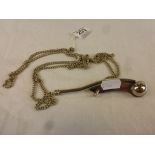A Bosuns whistle marked Made in England on white metal curb link chain