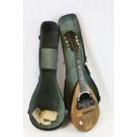 Vintage Cased Napoli Bowl Back Mandolin with Tortoiseshell and Mother of Pearl Fingerplate
