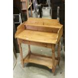 Pine Washstand with Single Drawer and Pot Shelf below