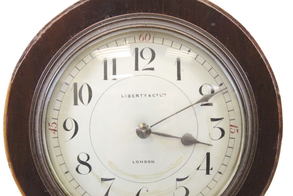 Balloon type Wooden cased mantle Clock with stringing, the movement having a Lion makers mark and - Image 3 of 3