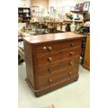 Victorian Mahogany Chest of Two Short over Three Long Drawers, the turned handles inset with