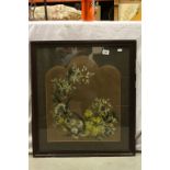 Framed & glazed hand painted Silk picture of Flowers