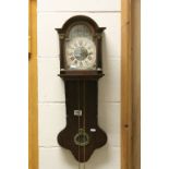 Dutch Mahogany Wall Clock with Painted Face including Two Weights