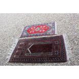 Eastern Wool Red, Blue and Green Ground Rug, approx. 130cms x 70cms and Eastern Wool Red and Dark