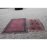 Eastern Wool Red, Blue and Orange Ground Rug 183cms x 108cms and Eastern Red and Blue Ground Wool