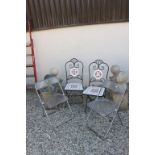 Pair of Clear Perspex Folding Chairs and a Pair of Metal Folding Garden Chairs