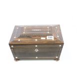 19th Century Rosewood workbox with internal tray and Mother of Pearl inlay