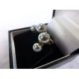 Pair of 14ct Yellow Gold Earrings with Graduated South Sea Style Pearls