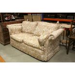 Knole Drop End Two Seater Sofa with Paisley Pink and Green Upholstery