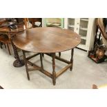 Antique Oak Gate-leg Table with Small Oval Flaps, 130cms long