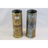 A Pair Of Falklands Souvenir Vintage Brass Shell Cases From 1982.