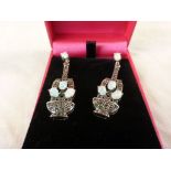 Pair of Silver and Opal Drop Earrings