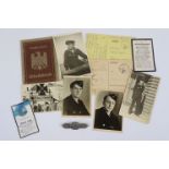 A Collection Of WW2 German Kriegsmarine Ephemera To Include 5 x Photo's, An Arbeitsbuch, 2 x Death