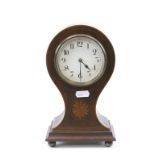 Inlaid Wooden Balloon style Mantle Clock with french movement & enamel dial