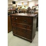 Victorian Mahogany Chest of Three Long Drawers with Crimped Edge Top, 124cms high x 122cms wide