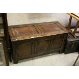 Antique Style Oak Coffer with Leaf Carved Frieze