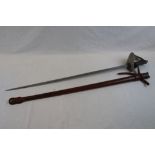 British George V 1897 Pattern Officers Sword With Its Brown Leather Field Service Scabbard. Maker