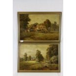 Pair of framed Oil on canvas pictures with Countryside scenes and signed "Henry Cooper"