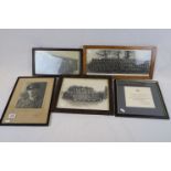 Collection Of Five Framed Military Pictures To Include WW1 & WW2 Regimental Group Photographs,
