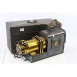 Large wooden cased Brass & Metal Magic Lantern