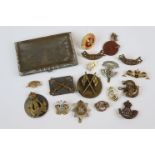 A Collection Of Approx 17 Military Cap And Collar Badges, A WW2 British Dog Tag And A POW
