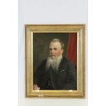 Gilt framed Oil on canvase Portrait of a bearded Gentleman and marked to verso " John Hackett