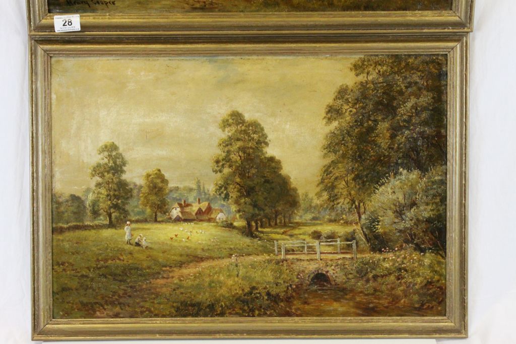 Pair of framed Oil on canvas pictures with Countryside scenes and signed "Henry Cooper" - Image 3 of 7