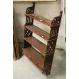 19th century Style Mahogany Hanging Shelves with Fretwork Sides and Two Drawers Below