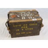 A Vintage Military Ammo Box Along With A Military Kit Bag.